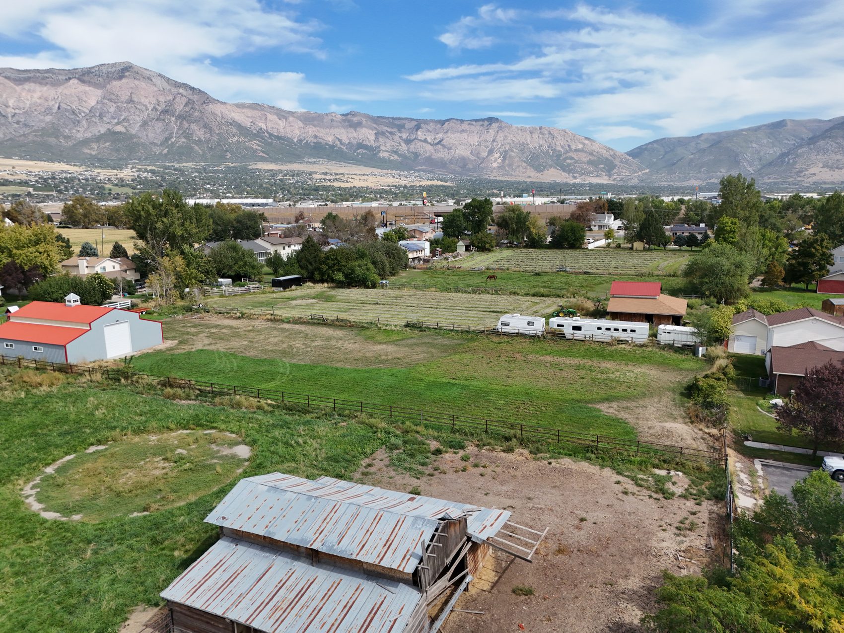 Aerial view of the 1.66-acre parcel at 2129 W 2700 N, Farr West