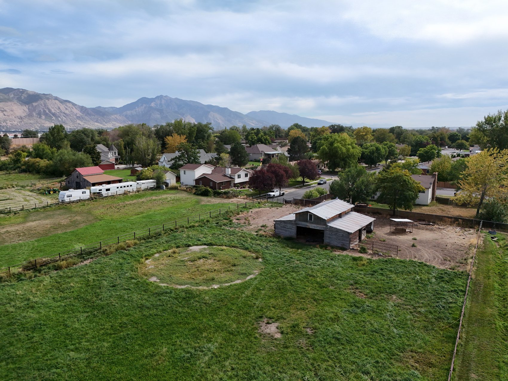 Aerial view of the 1.66-acre parcel at 2129 W 2700 N, Farr West
