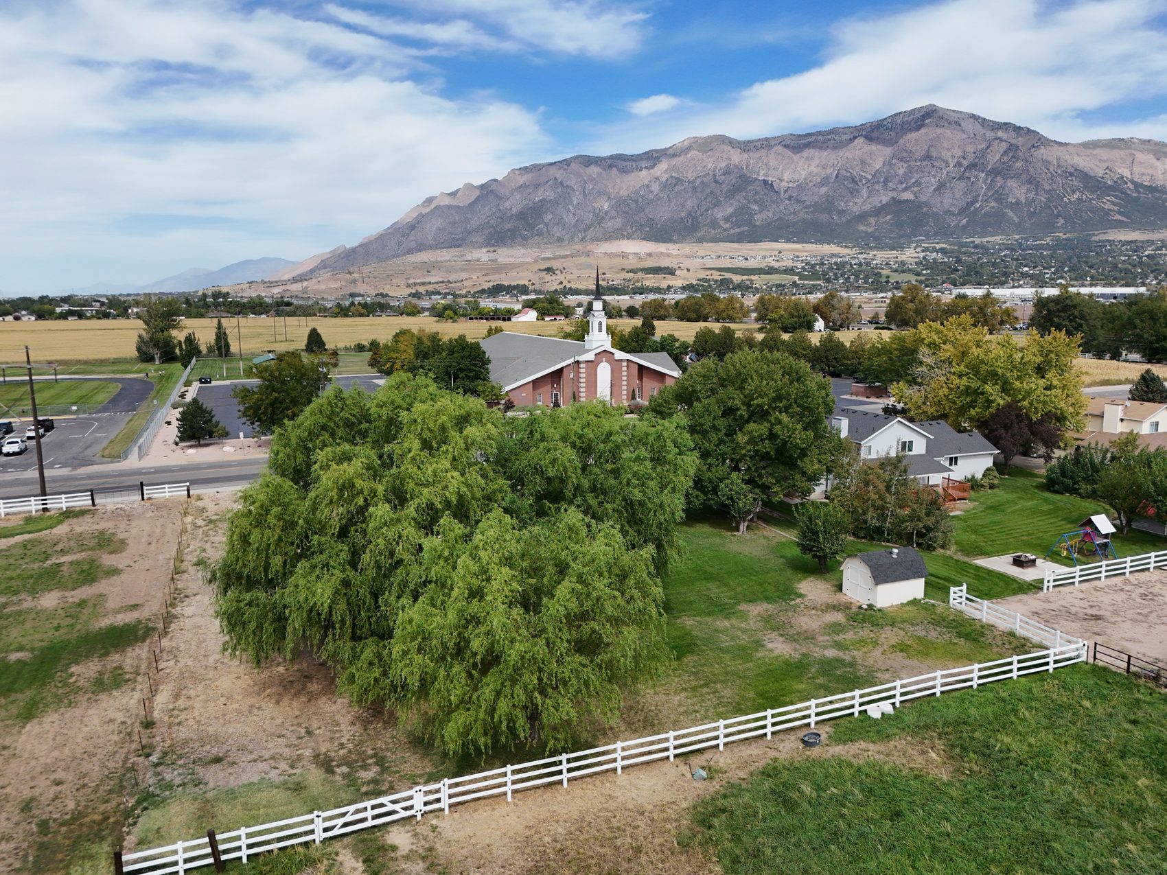 Aerial view of the 1.66-acre parcel at 2129 W 2700 N, Farr West