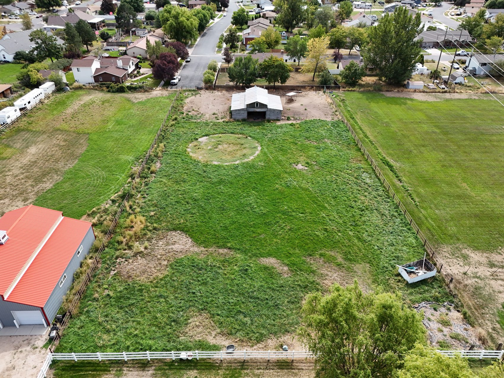 Aerial view of the 1.66-acre parcel at 2129 W 2700 N, Farr West